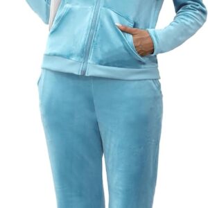 Marvmys Velour Tracksuit Womens 2 Piece Outfits Velvet Sweatsuit Jogging Suit Full Zip Up Hoodie and Sweatpants Set
