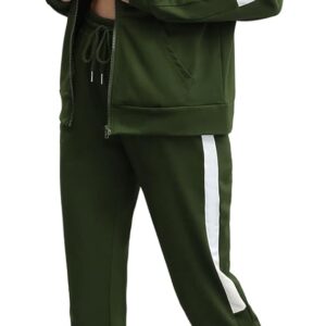 Marvmys 2 Piece Tracksuit for Women Set Zip Up Hoodies Sweatsuits Color Block Jogging Suit with Pockets
