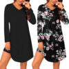 Marvmys 2 Pack Nightgowns for Women Long Sleeve Night Shirts Sleepwear V Neck Night Gown for Adult Women S-3XL
