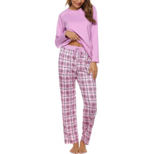 Marvmys Women's Plaid Pajamas Sets Cotton 2 Piece Long Sleeve Pjs Lounge Sets with Pockets