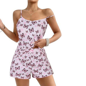 Marvmys Women's Pajama Set Sleeveless Cami Shorts Pajamas Cotton Summer Sleepwear Nightwear Soft Pjs Lounge Set S-2XL