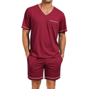 Marvmys Men Pajamas Set Summer Pajamas Short Sleeve Pajama Set Lightweight Pj Set Sleepwear Outfits with Pockets S-2XL