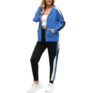 Marvmys Women's 2 Piece Tracksuit Set Full Zip-Up Hoddie Sweatsuits Color Block Jogging Suits with Pockets