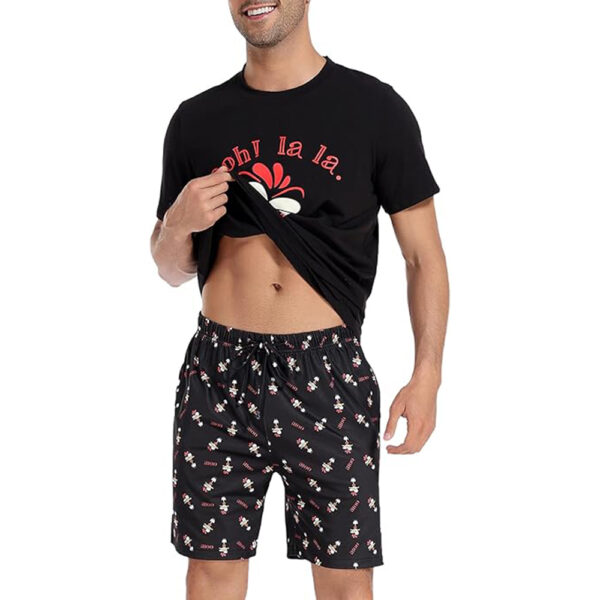 Men's Cotton Pajamas Sets V Neck Lounge Set Sleepwears with Pocket - Image 2