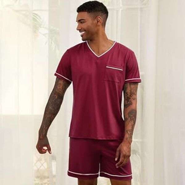 Marvmys Men Pajamas Set Summer Pajamas Short Sleeve Pajama Set Lightweight Pj Set Sleepwear Outfits with Pockets S-2XL - Image 2