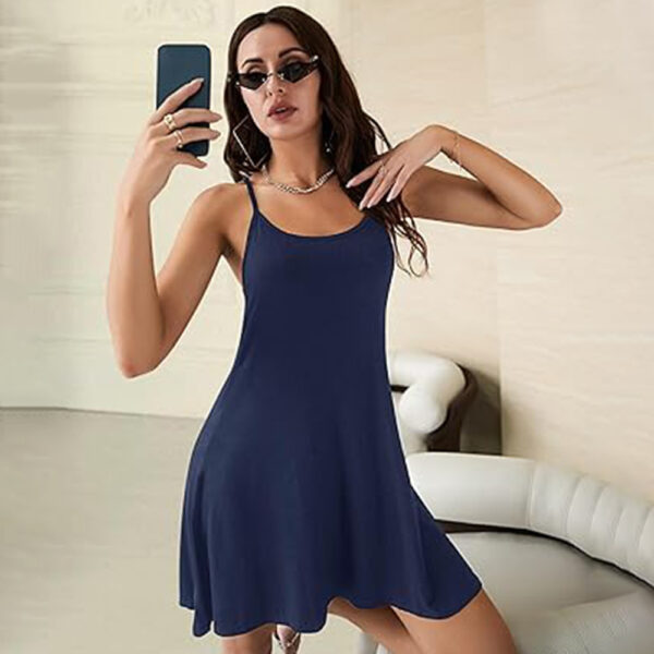 Marvmys 3 Pack Sleeveless Nightgowns for Women Racerback Sleepwear Scoop Neck Chemise Lingerie Slip Dress - Image 3