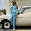 Marvmys Velour Tracksuit Womens 2 Piece Outfits Velvet Sweatsuit Jogging Suit Full Zip Up Hoodie and Sweatpants Set - 图片 3