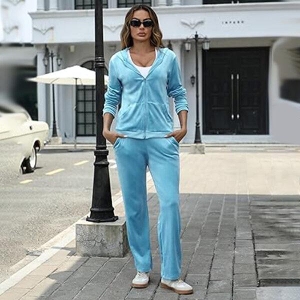 Marvmys Velour Tracksuit Womens 2 Piece Outfits Velvet Sweatsuit Jogging Suit Full Zip Up Hoodie and Sweatpants Set - 图片 5