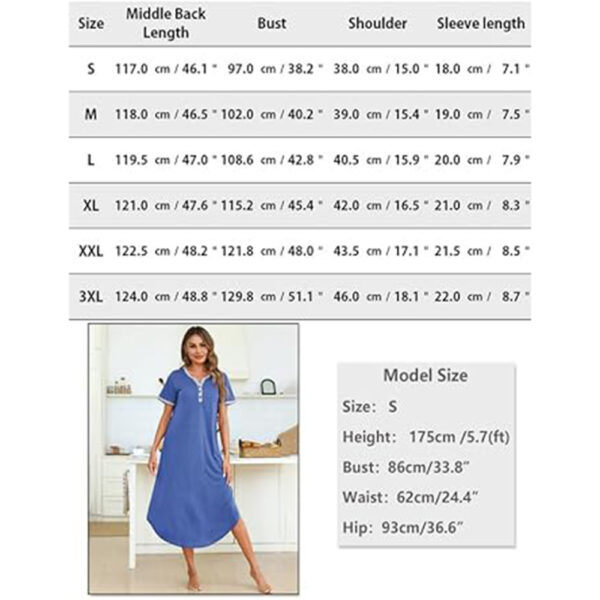 Marvmys Women Nightgown Sexy Long Nightshirt Short Sleeve Full Length Sleepwear Sleep Shirt for Women S-3XL - Image 6
