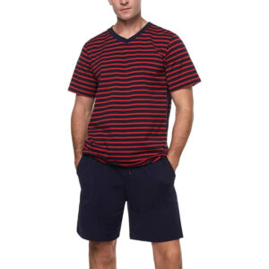 Marvmys Men's Short Sleeve Pajama Set Summer Pj Short Set 2 Pcs Loungewear Sleepwear with Pockets