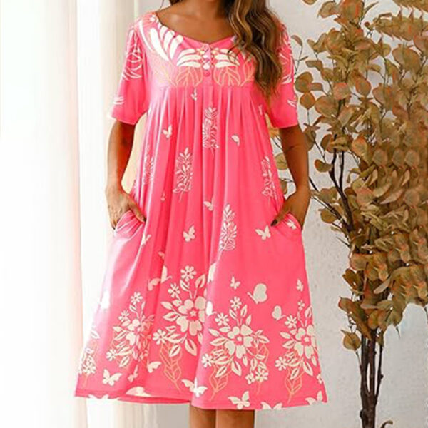 Marvmys Women House Dress with Pocket Mumu Nightgowns Short Sleeve Moomoo Dresses Sleepwears - Image 2