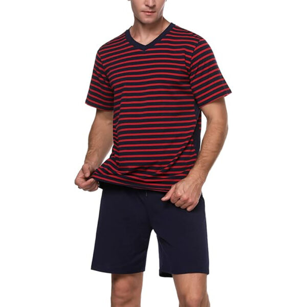 Marvmys Men's Short Sleeve Pajama Set Summer Pj Short Set 2 Pcs Loungewear Sleepwear with Pockets - Image 2