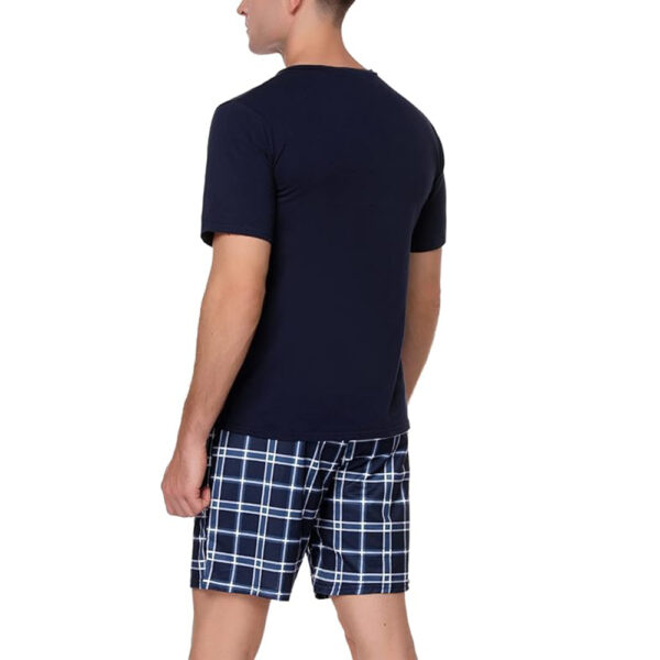 Men's Cotton Pajamas Sets V Neck Lounge Set Sleepwears with Pocket - Image 3