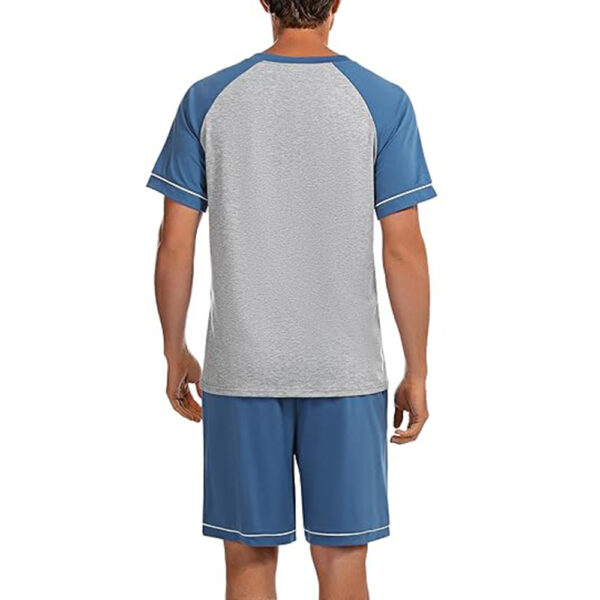 Marvmys Mens Short Sleeve Pajama Set 2 Piece Cotton Pjs Shorts Set Summer Sleepwear with Pockets - Image 3