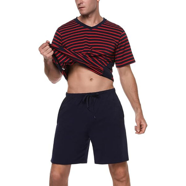 Marvmys Men's Short Sleeve Pajama Set Summer Pj Short Set 2 Pcs Loungewear Sleepwear with Pockets - Image 3