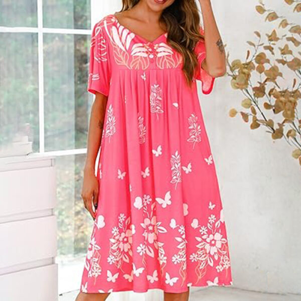 Marvmys Women House Dress with Pocket Mumu Nightgowns Short Sleeve Moomoo Dresses Sleepwears - Image 4