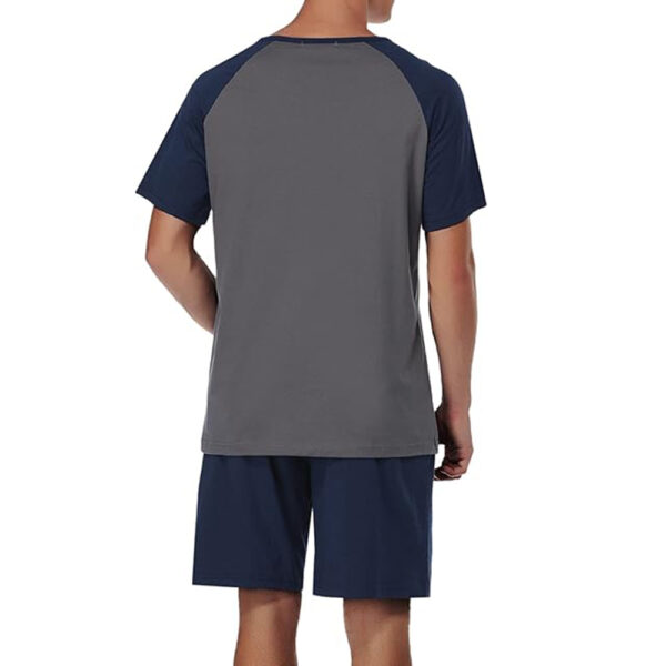 Men's Cotton Pajamas Sets V Neck Lounge Set Sleepwears with Pocket - Image 4