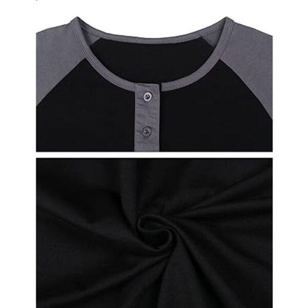 Men's Cotton Pajamas Sets V Neck Lounge Set Sleepwears with Pocket - Image 5