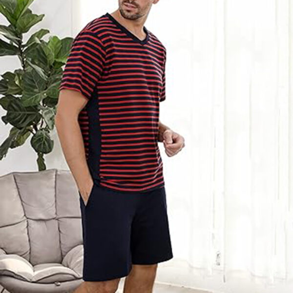 Marvmys Men's Short Sleeve Pajama Set Summer Pj Short Set 2 Pcs Loungewear Sleepwear with Pockets - Image 5