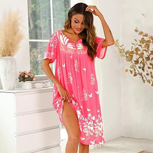Marvmys Women House Dress with Pocket Mumu Nightgowns Short Sleeve Moomoo Dresses Sleepwears - Image 6